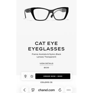 CHANEL Black Cat Eye Glasses 3474
